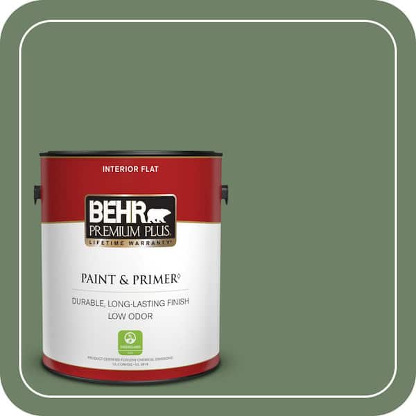 BEHR PREMIUM PLUS 1 gal. #S390-6 Cliffside Park Flat Low Odor Interior Paint & Primer