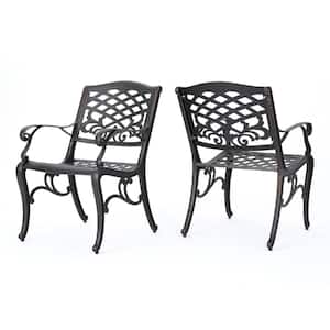 Copper Lattice-Back Cast Aluminum Outdoor Dining Chair (2-Pack)