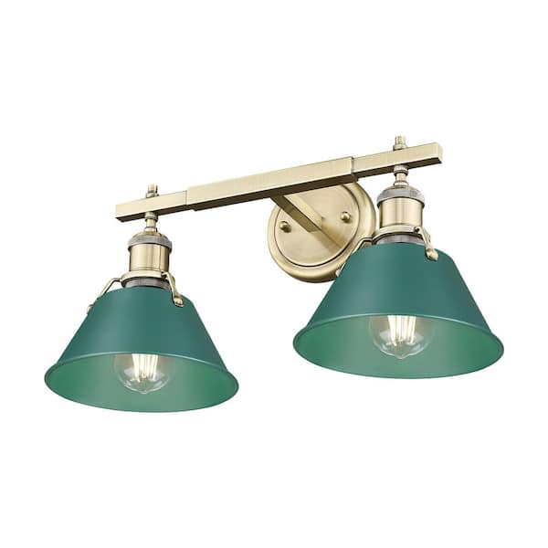 Golden Lighting Orwell 8.5 in. 2-Light Gold Vanity Light with Pine Green