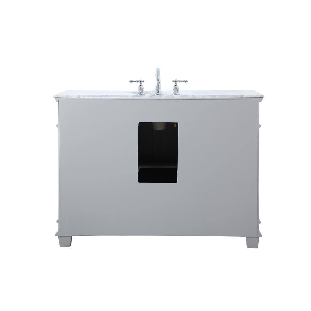 Wesley 48" Gray Solid Wood and Marble Single Bathroom Vanity