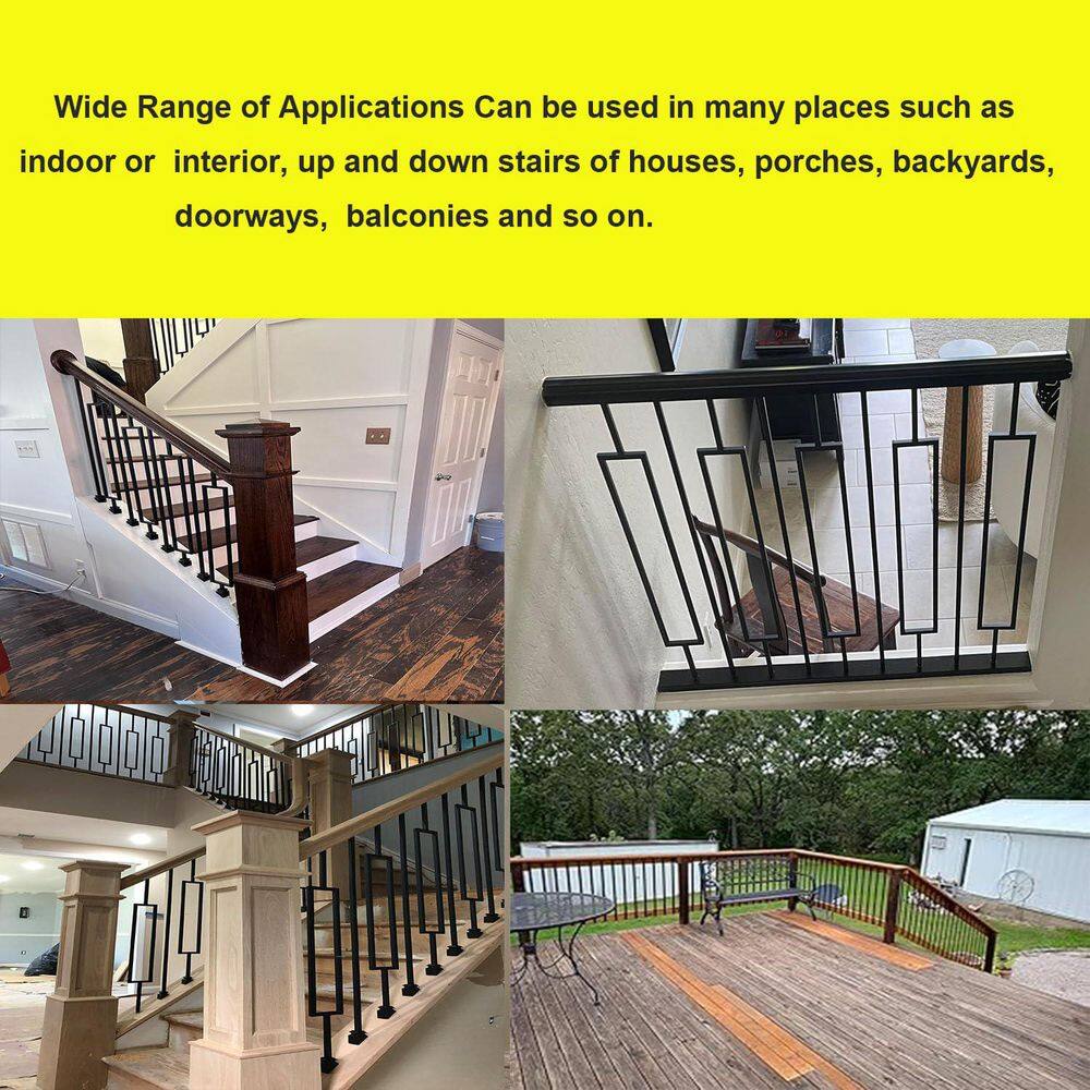 Black Powder-Coated Iron Deck Baluster Set for Stairs and Porch