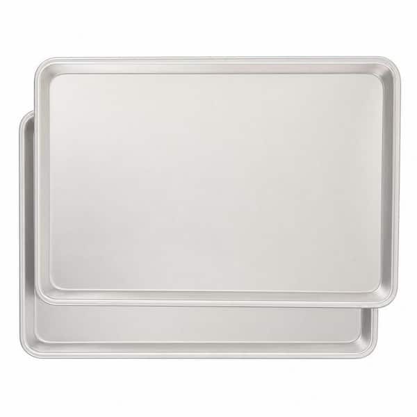 2-Pack 18 in. Commercial Baking Sheet Pan Set, Natural Aluminum Cookie Sheet, Cookie Tray Pans for Baking, Roasting