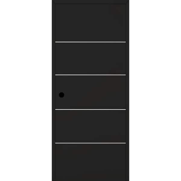 Belldinni Optima 4H DIY-Friendly 32 in. x 96 in. Right Hand Black Matte Solid Composite Core Wood Single Prehung Interior Door