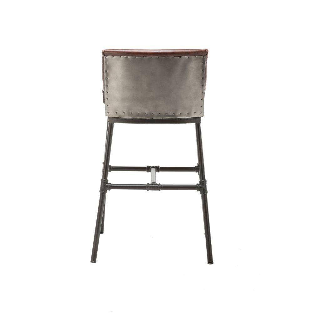 Sloped Armrest Leatherette and Metal Bar Stool - Black