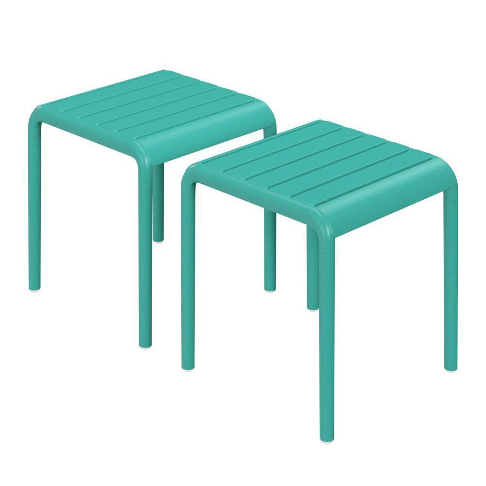 Frond&Form Modern Slatted Outdoor Patio Poly Plastic Side Table (Set of 2), Turquoise price history on PriceWatchPro