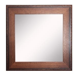 24 in. W x 24 in. H Framed Square Bathroom Vanity Mirror in Brown