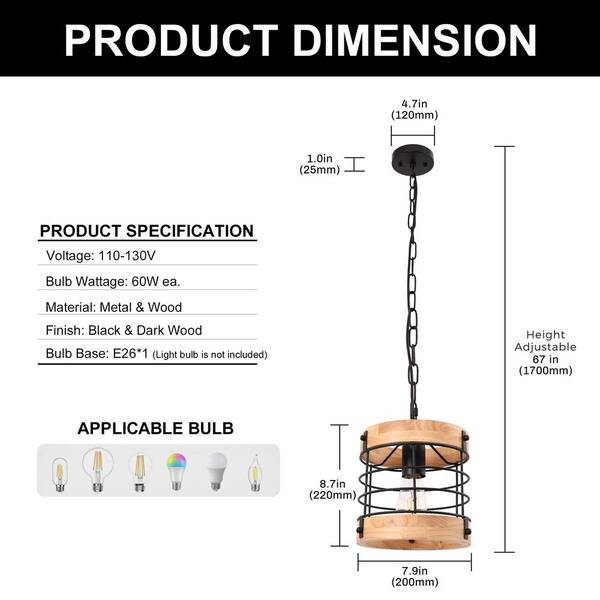 サイン Briignite 8 in.1 Light Industrial Single Pendant Light White