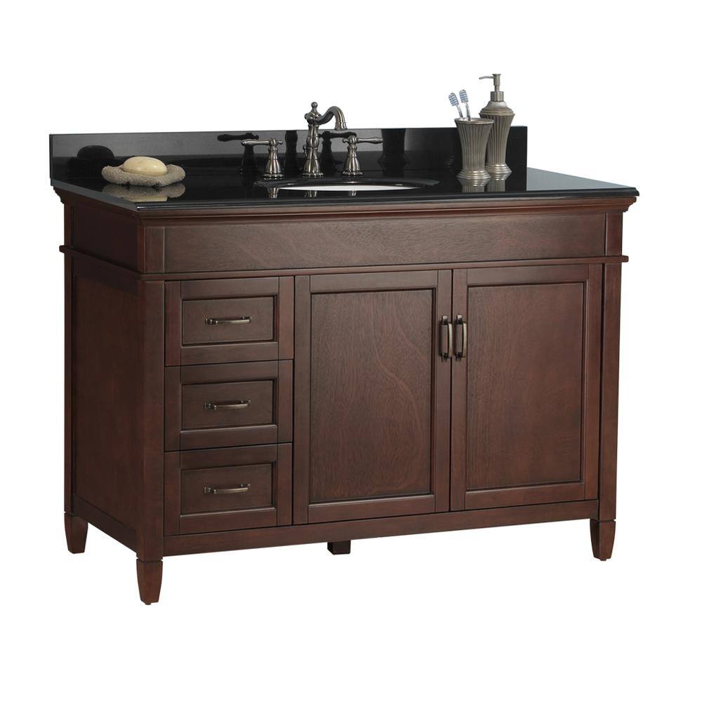 Home Decorators Collection Ashburn 49 In W X 22 In D Bath Vanity In Mahogany With Granite Vanity Top In Midnight Black With Oval White Basin Asga4821d Bko The Home Depot Home Decorators Collection Ashburn 49 In W X 22 In D Bath Vanity In Mahogany With Granite Vanity Top In Midnight Black With Oval White Basin Asga4821d Bko The Home Depot
