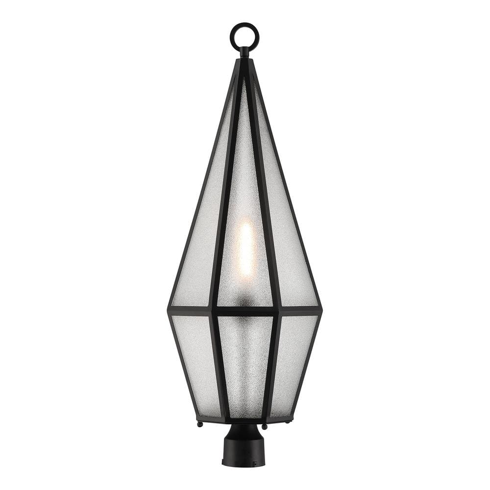 Peninsula Matte Black Art Glass Outdoor Post Lantern