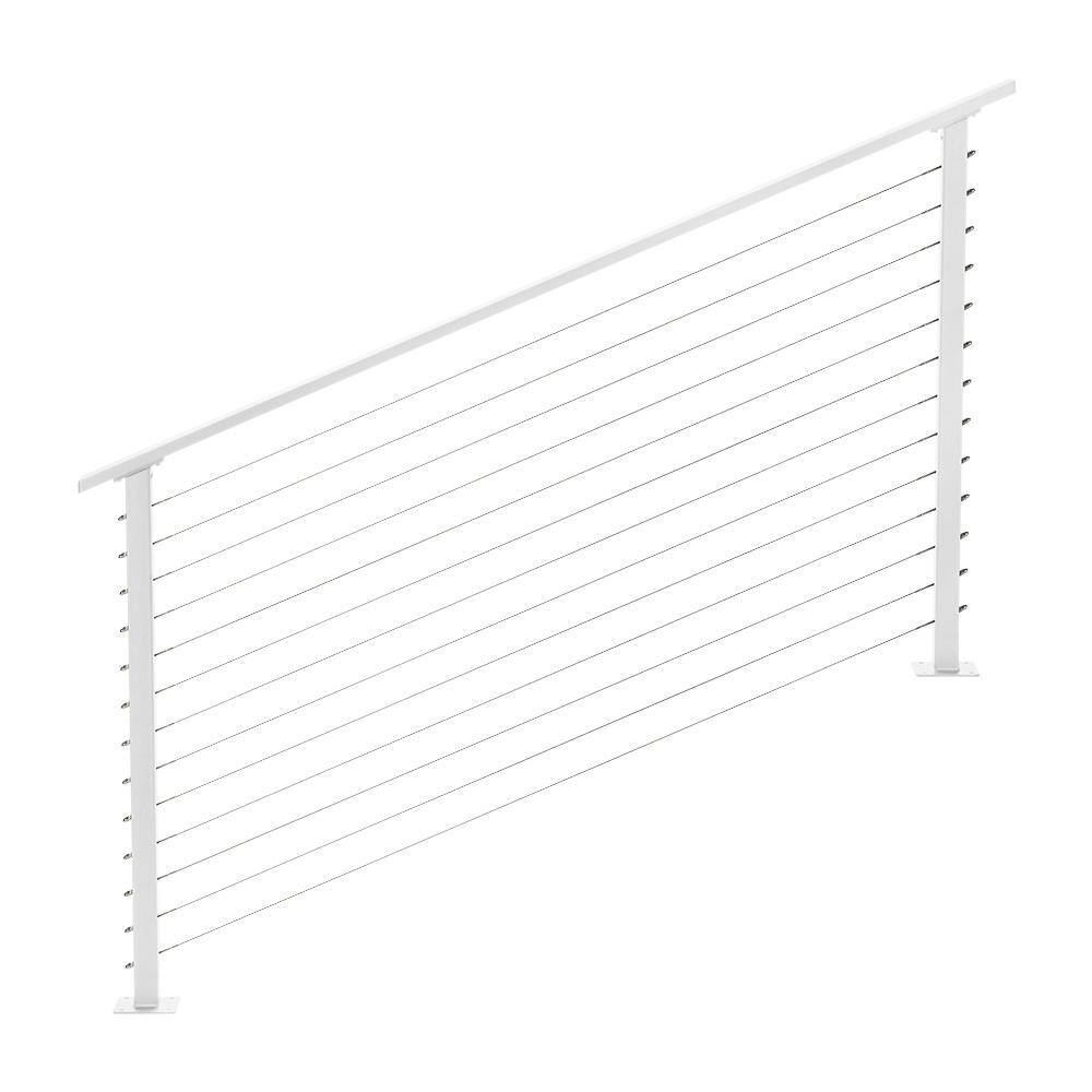 CityPost 6 ft. Stair Cable Railing, 42 in. Base Mount, White CP6WS42 The Home Depot