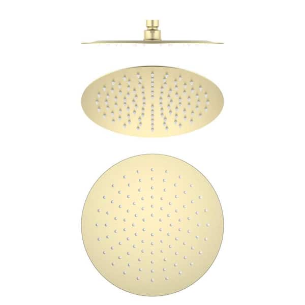 1-Spray Patterns with 1.75 GPM 10 in. Wall Mount Rain Fixed Shower Head with Corrosion Resistant in Brushed Gold