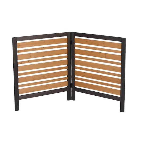 Clihome 2-Panel Black+Gold Outdoor Fir Wood Privacy Fence for Air
