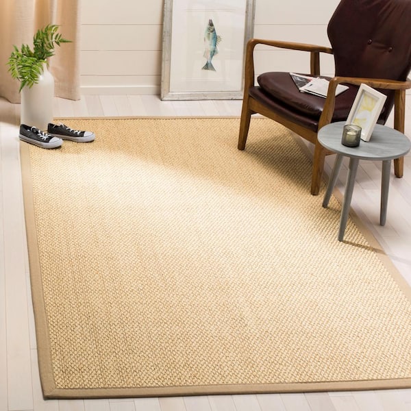 Natural Fiber Ivory/Beige Doormat 3 ft. x 5 ft. Border Area Rug