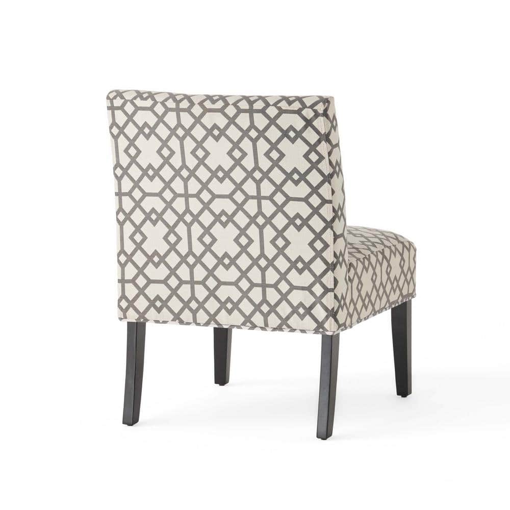 Parsons Grey Geometric Wood Accent Chair with Tapered Legs