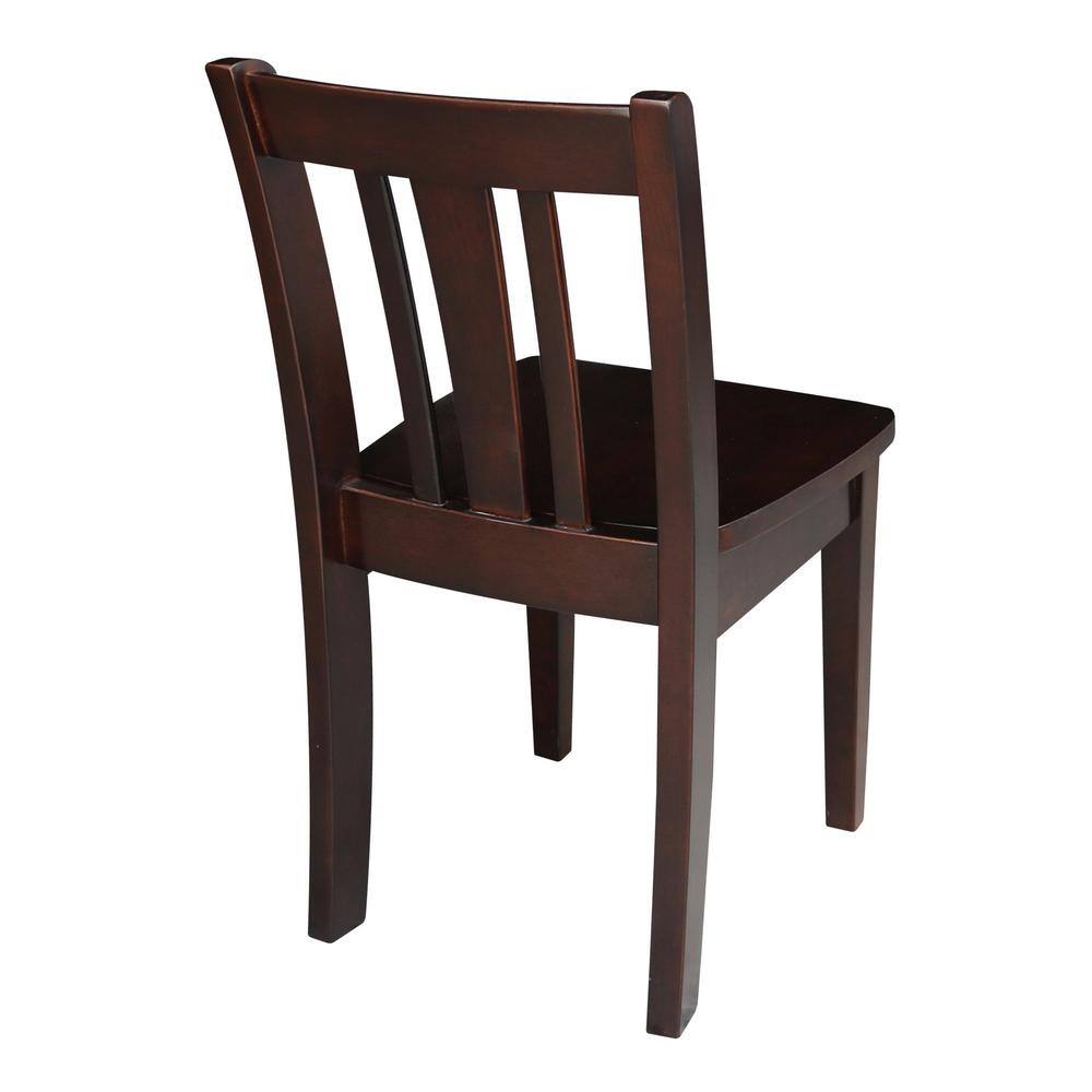 Rich Mocha Solid Wood Traditional Slat Back Juvenile Chairs - Set of 2