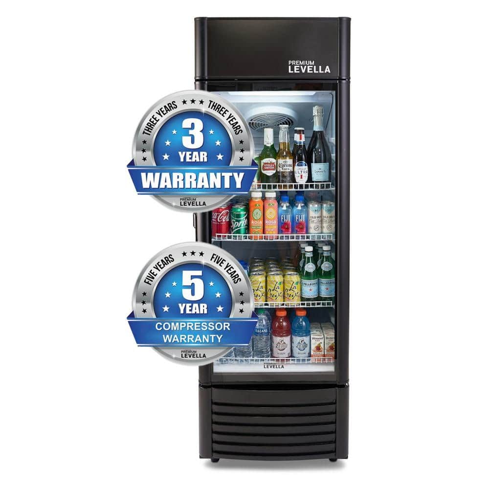 Premium Levella 9.0 cu ft 1-Glass Door Commercial Refrigerator, Matte Black