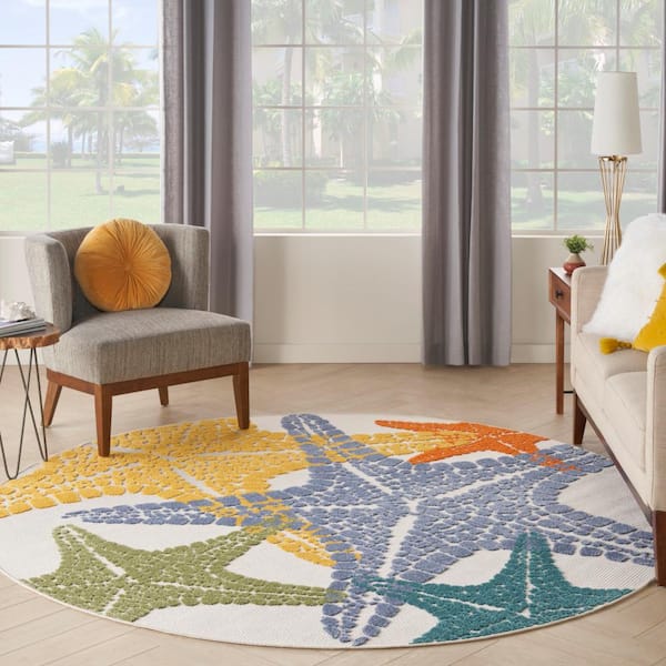 5x5 Ft Multicolor Round Area Rug 