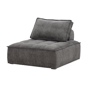 Black Sherpa Polyester Fabric Upholstered Seating Square Leisure Sofa Ottoman