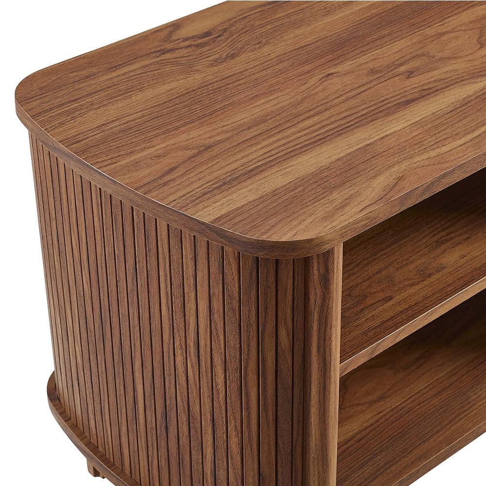 Cadence Walnut Fluted Open Shelf Nightstand