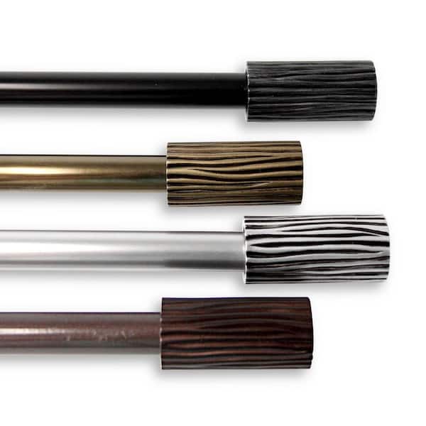 Rod Desyne 18 in. - 28 in. Telescoping Single Curtain Rod Kit in Black with Cedar Finial