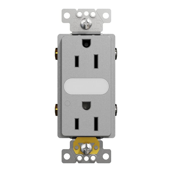 X Series 15 Amp 125-Volt Tamper Resistant Indoor Lighted Duplex Outlet Back Wire Decorator Receptacle Matte Gray