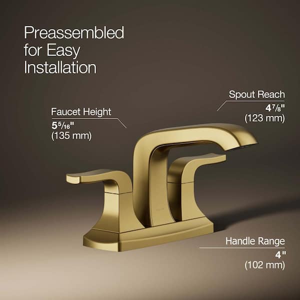 KOHLER Rubicon 4 in. Centerset Double Handle Bathroom Faucet in