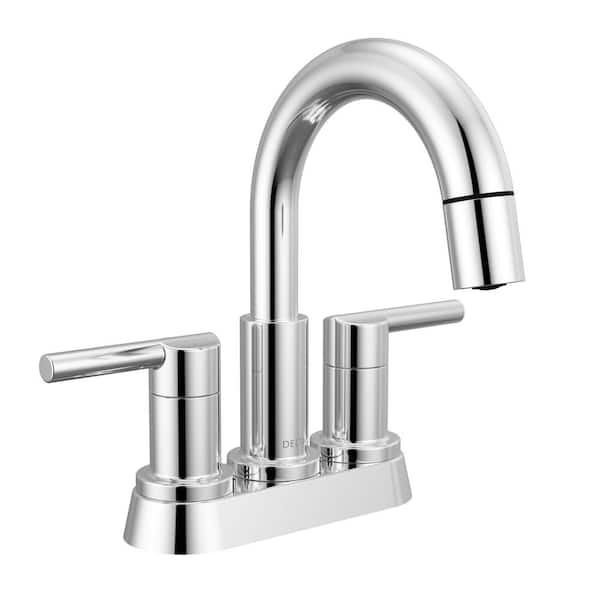 Delta Nicoli 4 in. Centerset Double Handle Pull-Down Spout Bathroom Faucet in Chrome