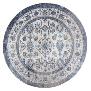 Bazaar Elegance Grey/Blue 8 ft. Medallion Round Area Rug