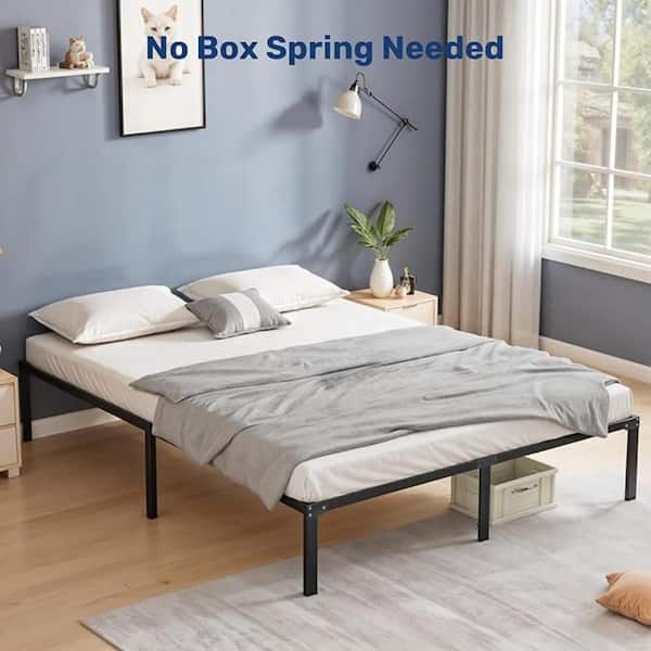 WONDER COMFORT Black Metal Frame King Size Platform Bed Mattress Foundation with Steel Slat Support, No Box Spring Needed