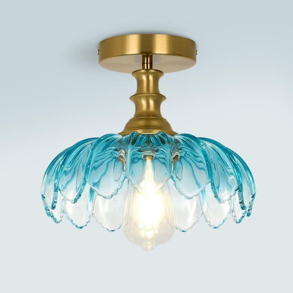 Henveton Essel 10.23 in. 1-Light Gradient Blue Mid-Century Semi