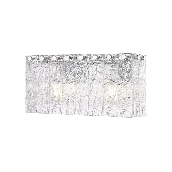 Glacier 15 in. 2 Light Chrome Vanity Light with Clear Glass Shades