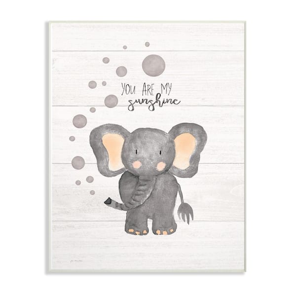 Stupell Industries 10 in. x 15 in. "You Are My Sunshine Elephant" by Jo Moulton Printed Wood Wall Art