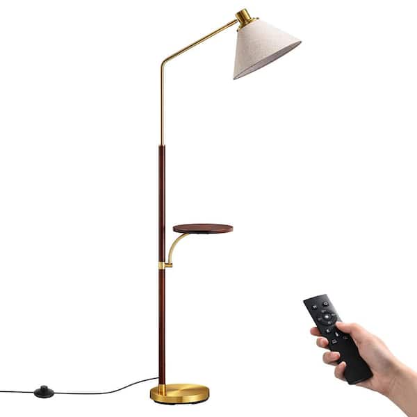 63 in. Gold Modern 1-Light Arc Floor Lamp for Bedroom, 2-Tier Tray & Included Tool