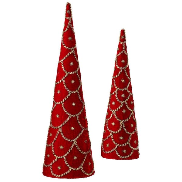 18-24 in. Jeweled Scalloped Velvet Cone Tree