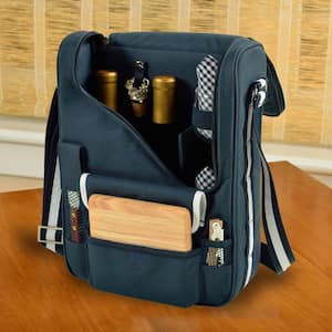 Bordeaux Wine and Cheese Cooler Bag with Glass Wine Glasses Equipped for 2