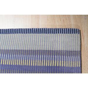 Lavender 8 ft. x 10 ft. Hand-Knotted Wool Modern Knotted Striped Rug Area Rug