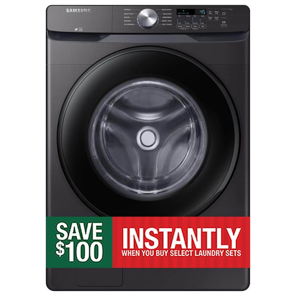 Samsung 4.5 cu. ft. High-Efficiency Front Load Washer with Self-Clean+ in Brushed Black