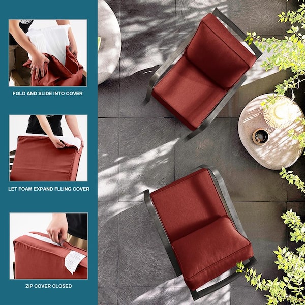 BLISSWALK Outdoor Deep Seat Square Cushion/Pillow Set 24x24&quot