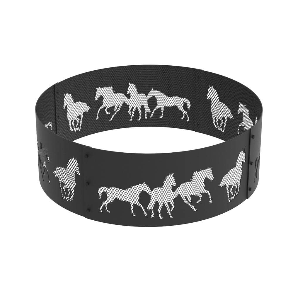 Decorative 36 in. x 12 in. Round Steel Wood Fire Pit Ring - Horse price history on PriceWatchPro