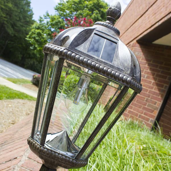Post Light Pier Base Royal Bulb Integrated LED Solar Outdoor Weathered Bronze 