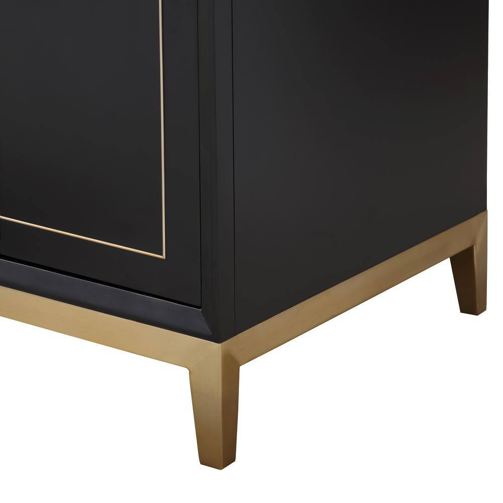 Midnight Black and White Quartz 48'' Bathroom Vanity with Brass Accents