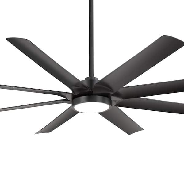 Valentine 72 in. Integrated LED Black Standard Ceiling Fan with Light, Downrod, Black Blade and Remote Included