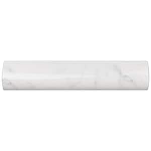 Classico Carrara Glossy Pencil Bullnose 1-1/4 in. x 6 in. Glossy Ceramic Wall Tile Trim