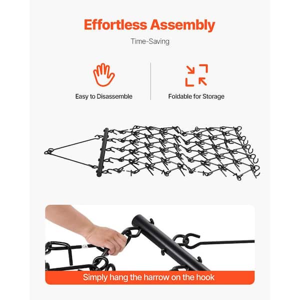 SKYSHALO Drag Harrow, 4x4ft. 4in. Heavy-Duty Chain Harrow with 69