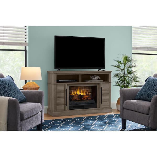 StyleWell Wolcott 48 in. Freestanding Electric Fireplace TV Stand in Prairie Ash Finish