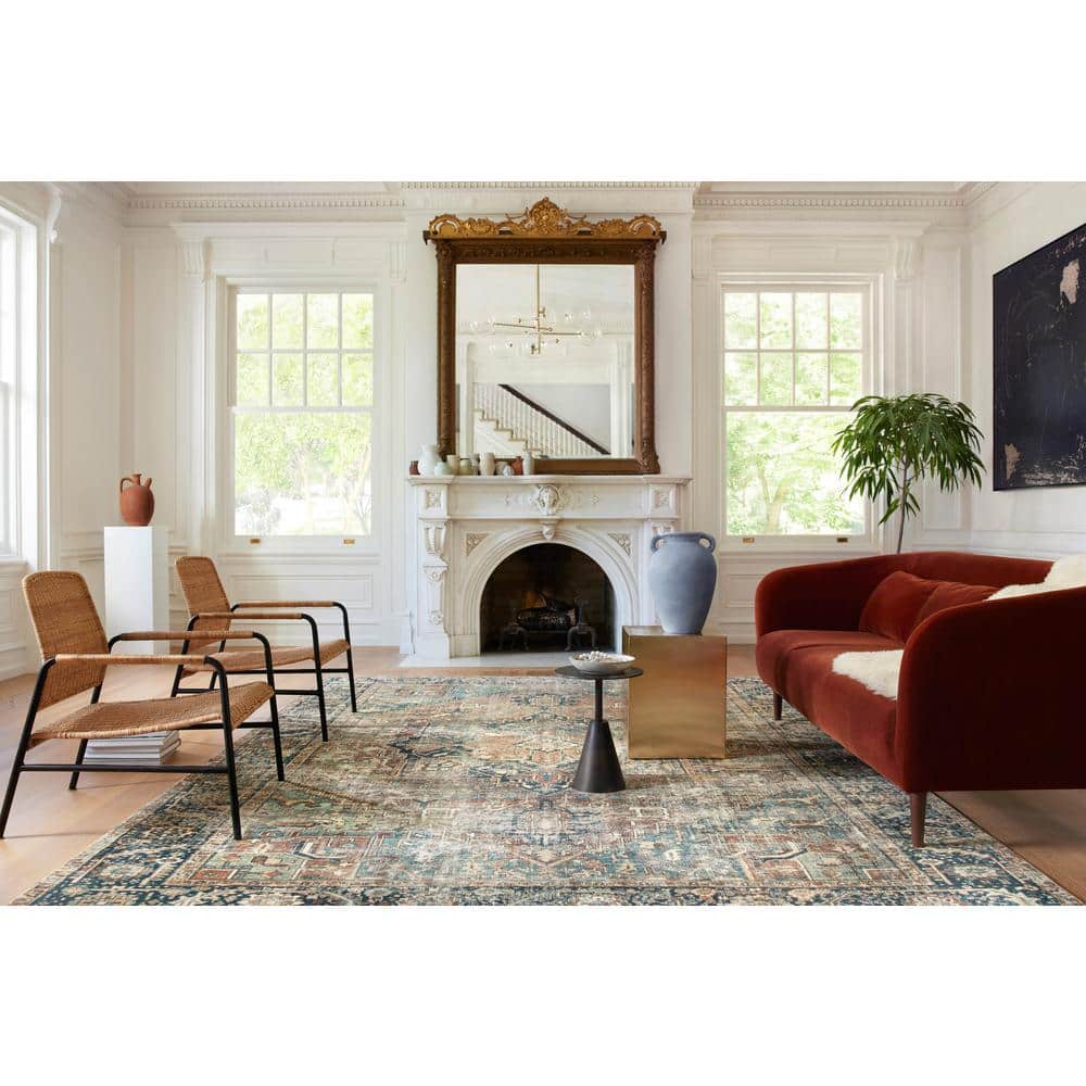 Elysian Blue Oriental 5' x 7'6" Synthetic Area Rug