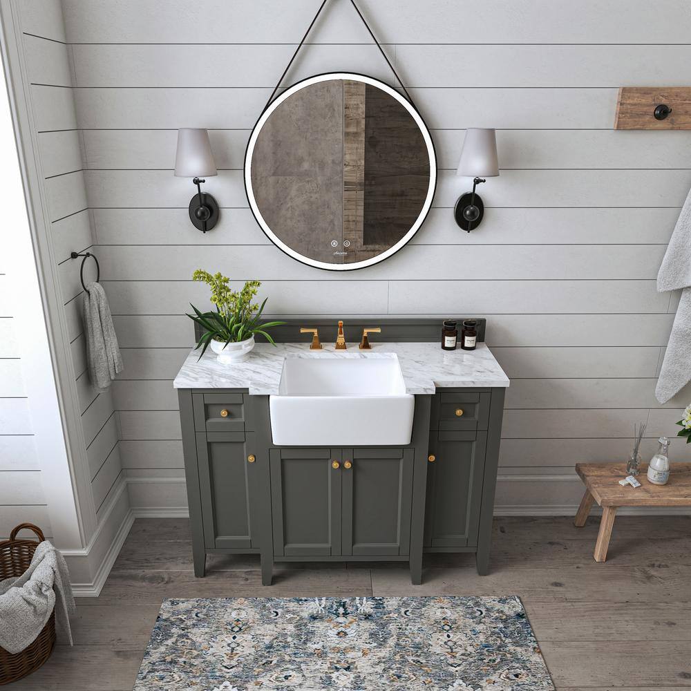 Adeline 48'' Gray Vanity with Marble Top and Gold Hardware
