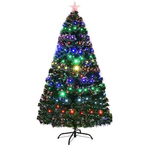 7 ft. Pre-Lit LED Hinged Artificial Christmas Tree with Top Star