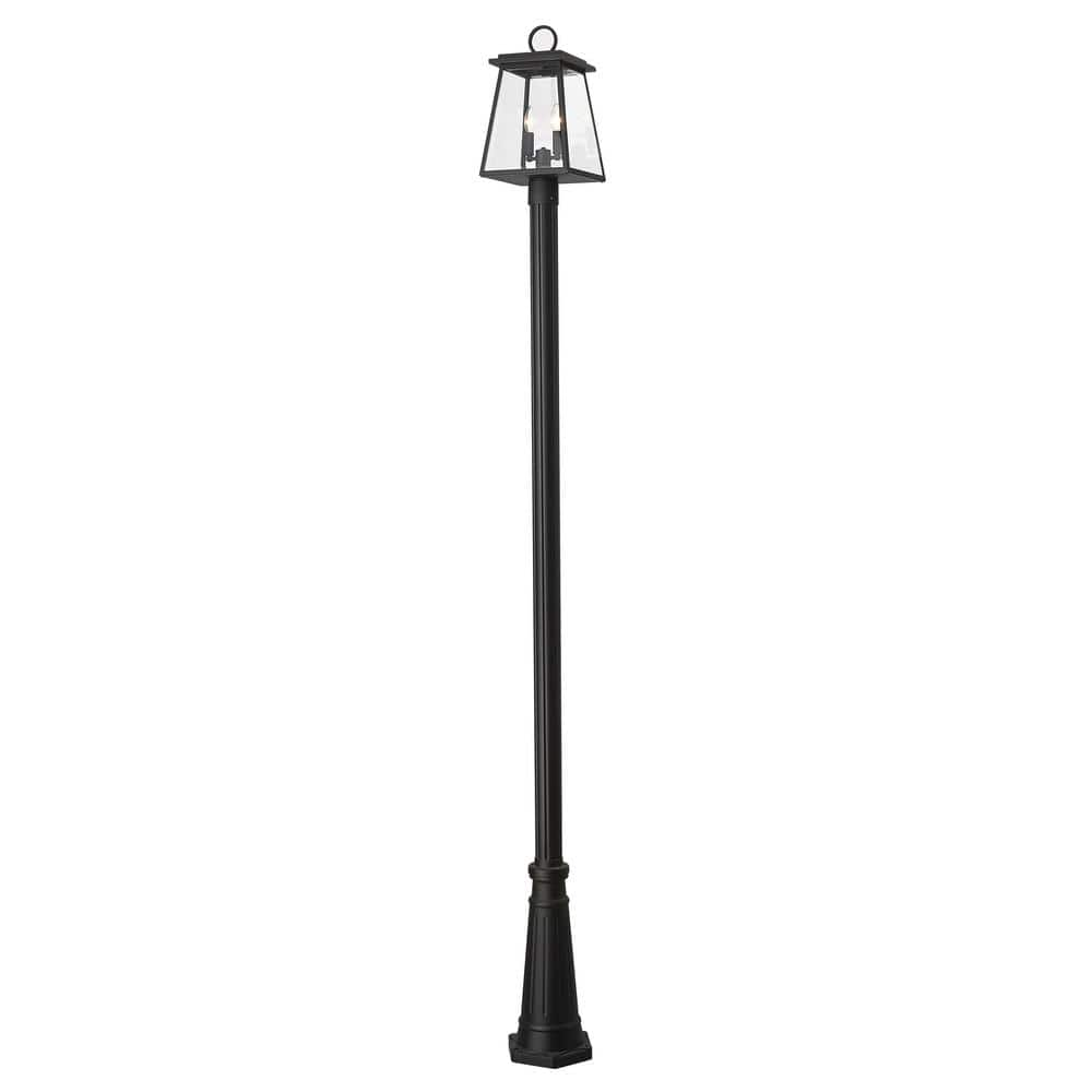 Broughton 2-Light Black Aluminum Hardwired Outdoor Rust Resistant Post ...