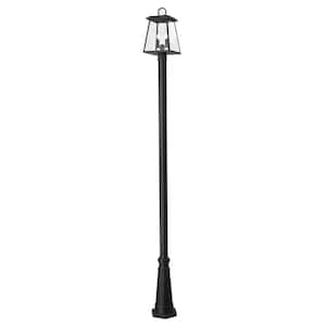 Broughton 2-Light Black Aluminum Hardwired Outdoor Rust Resistant Post Light Set with No Bulbs Included